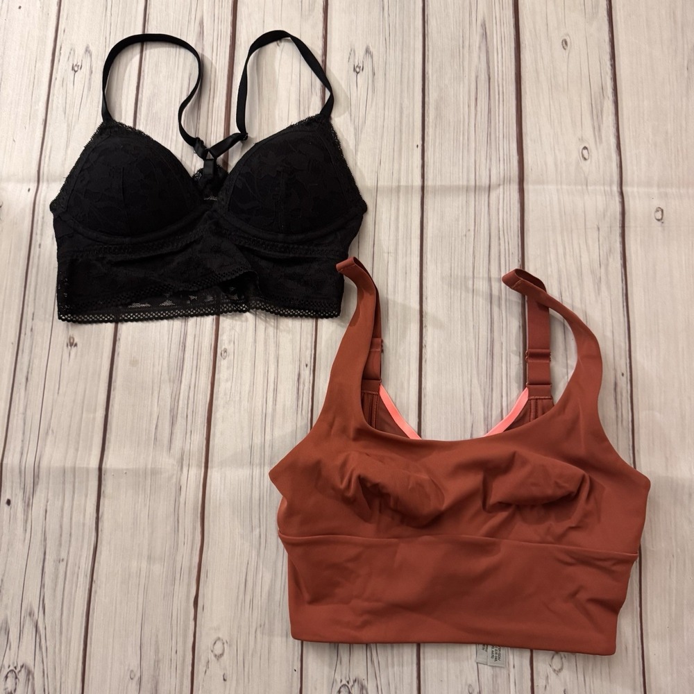 Lot 2 Victoria Secret PINK Sport Bralette Pink Burgundy Size XS